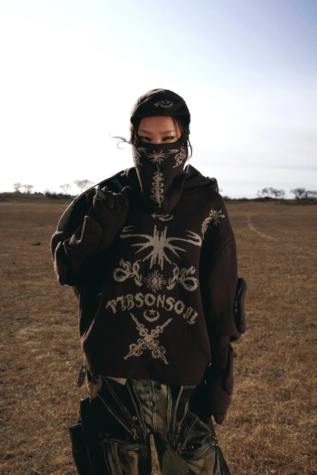 Totem Hoodie Sweater with Face Mask