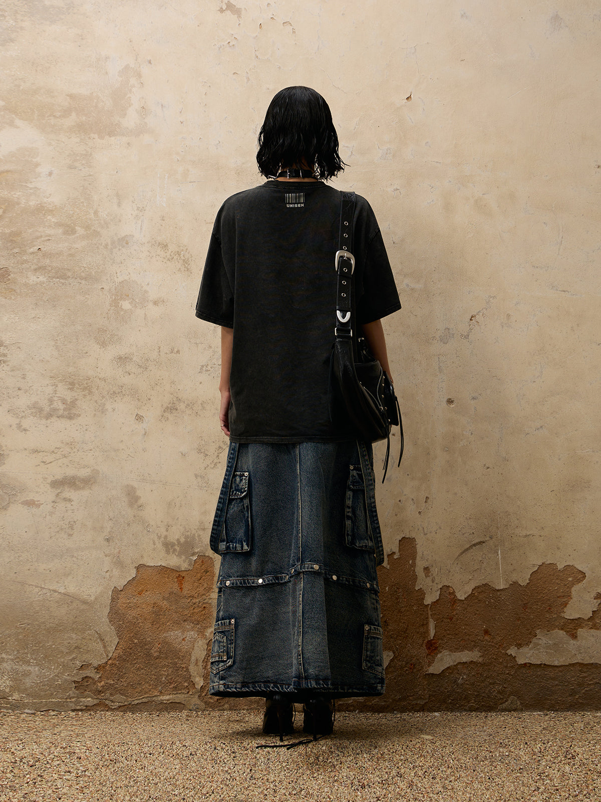  Maxi Denim Dungarees Skirt