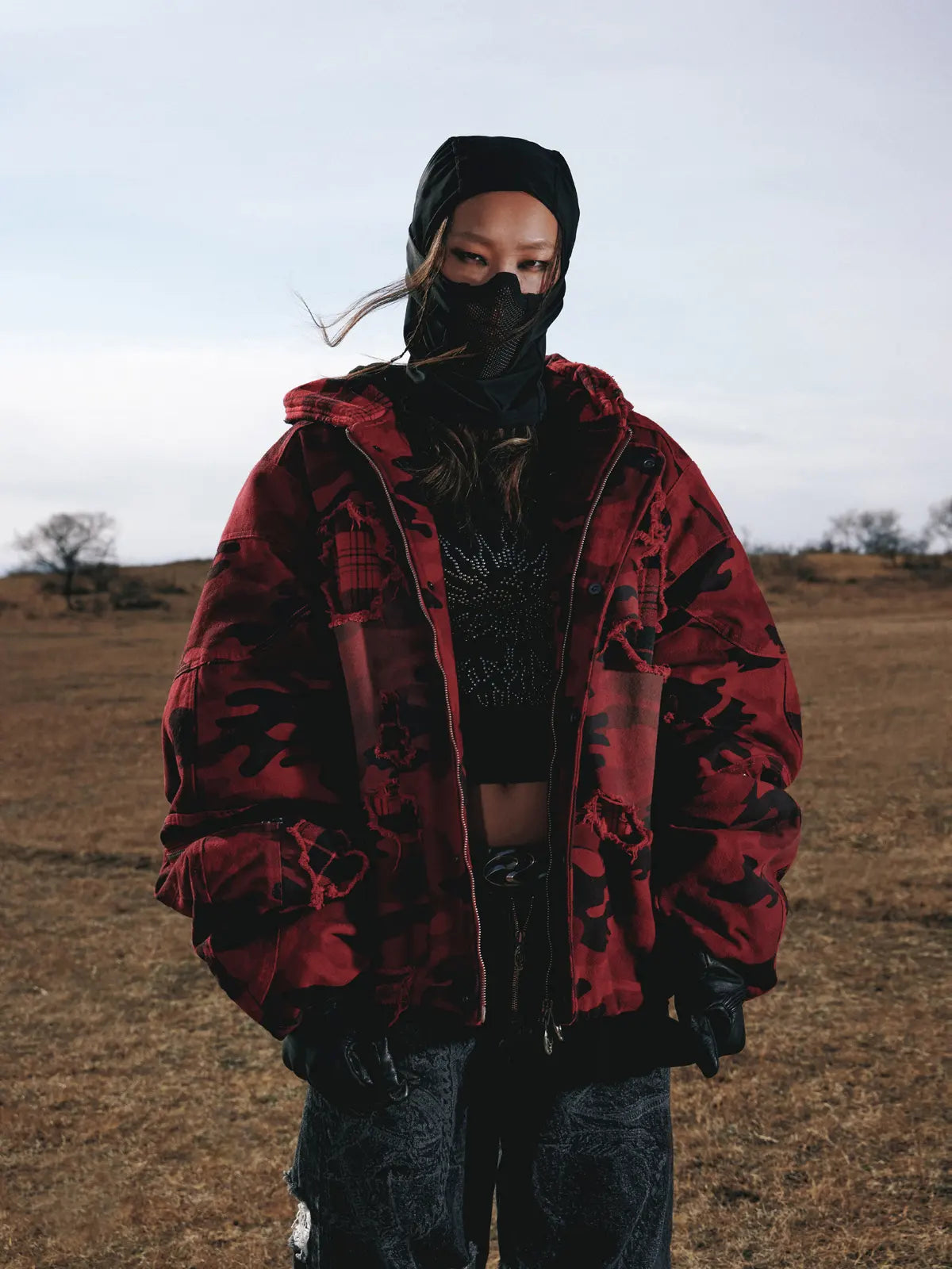 Red Camo Hoodie  Cotton Jacket