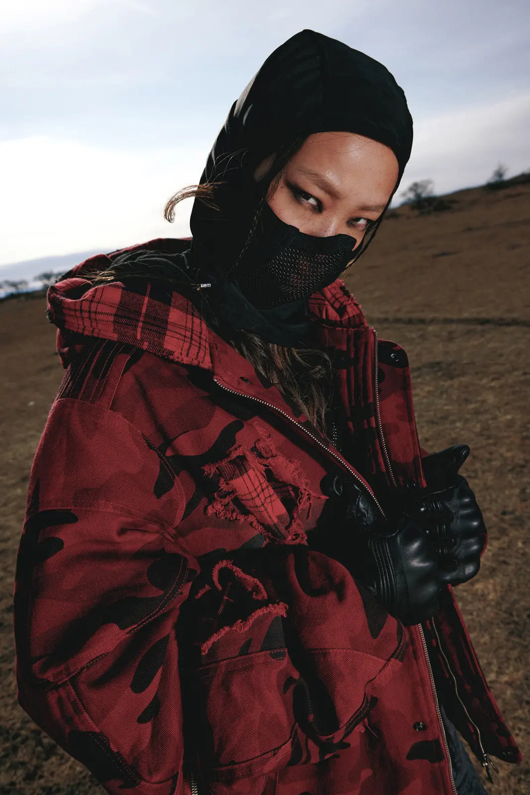 Red Camo Hoodie  Cotton Jacket