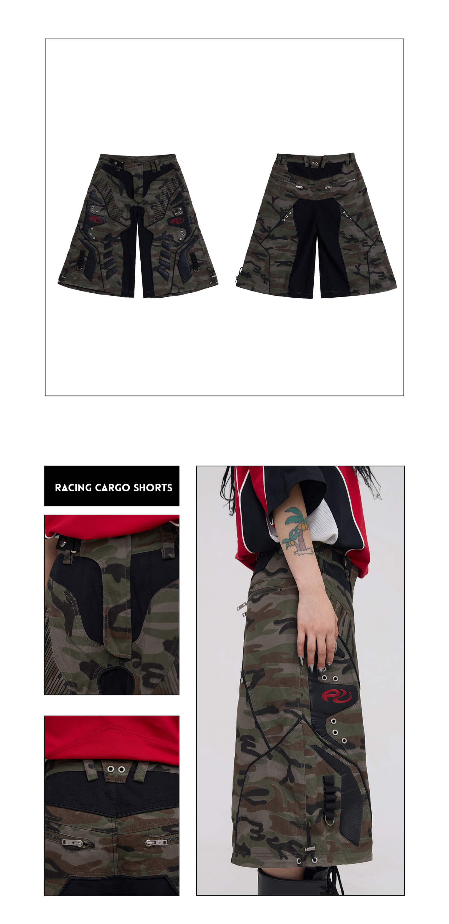 Racing Camo Cargo Jorts