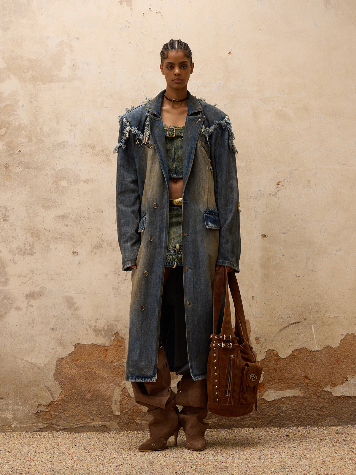  Dirty Trench Denim Coat