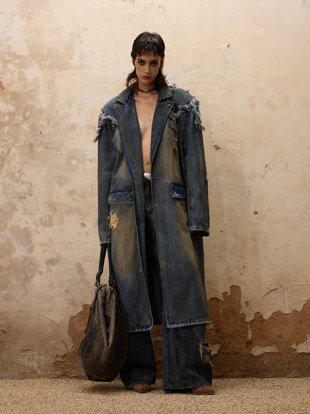  Dirty Trench Denim Coat