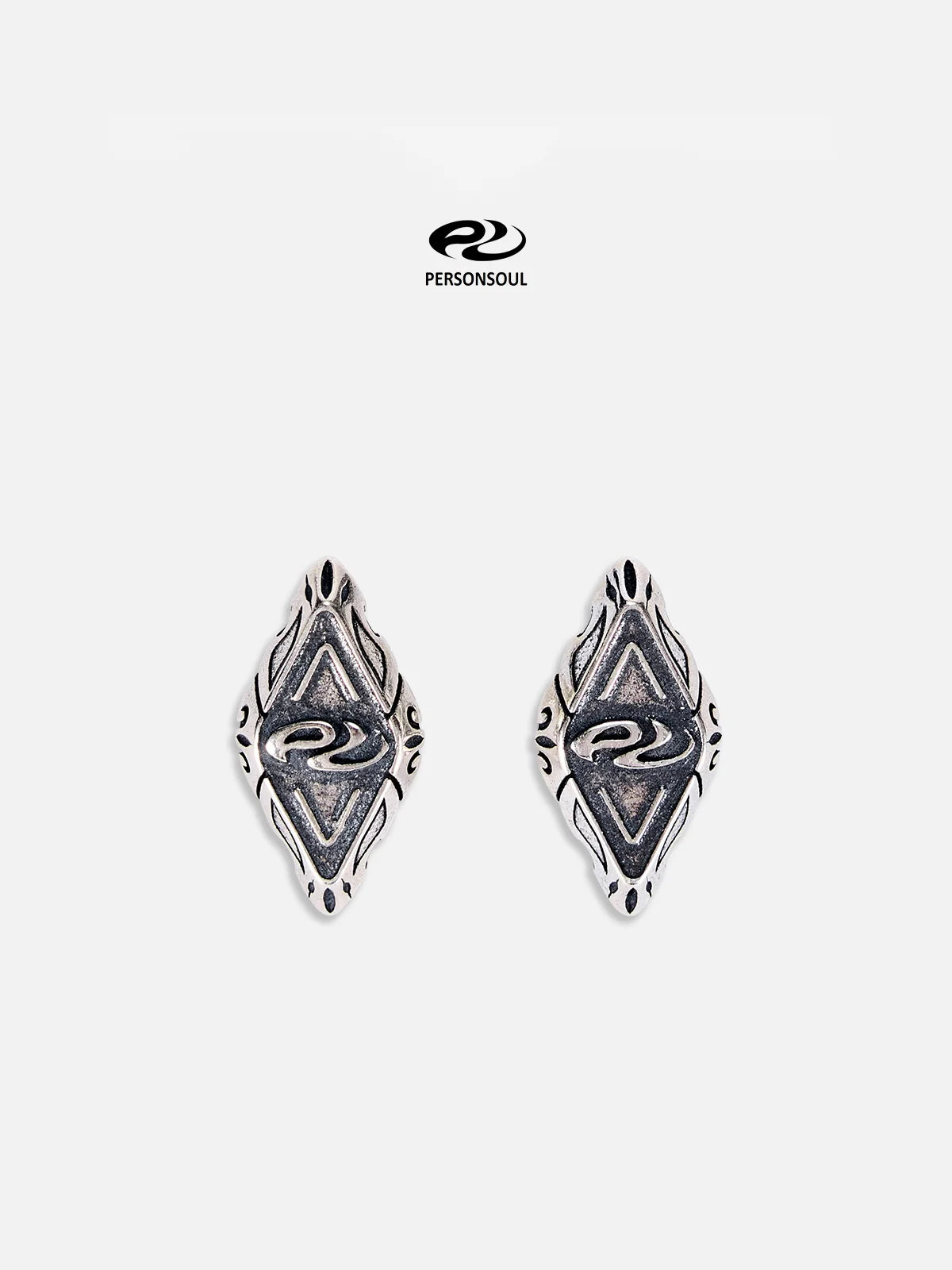 Personsoul Geometric Silver Stud Earrings