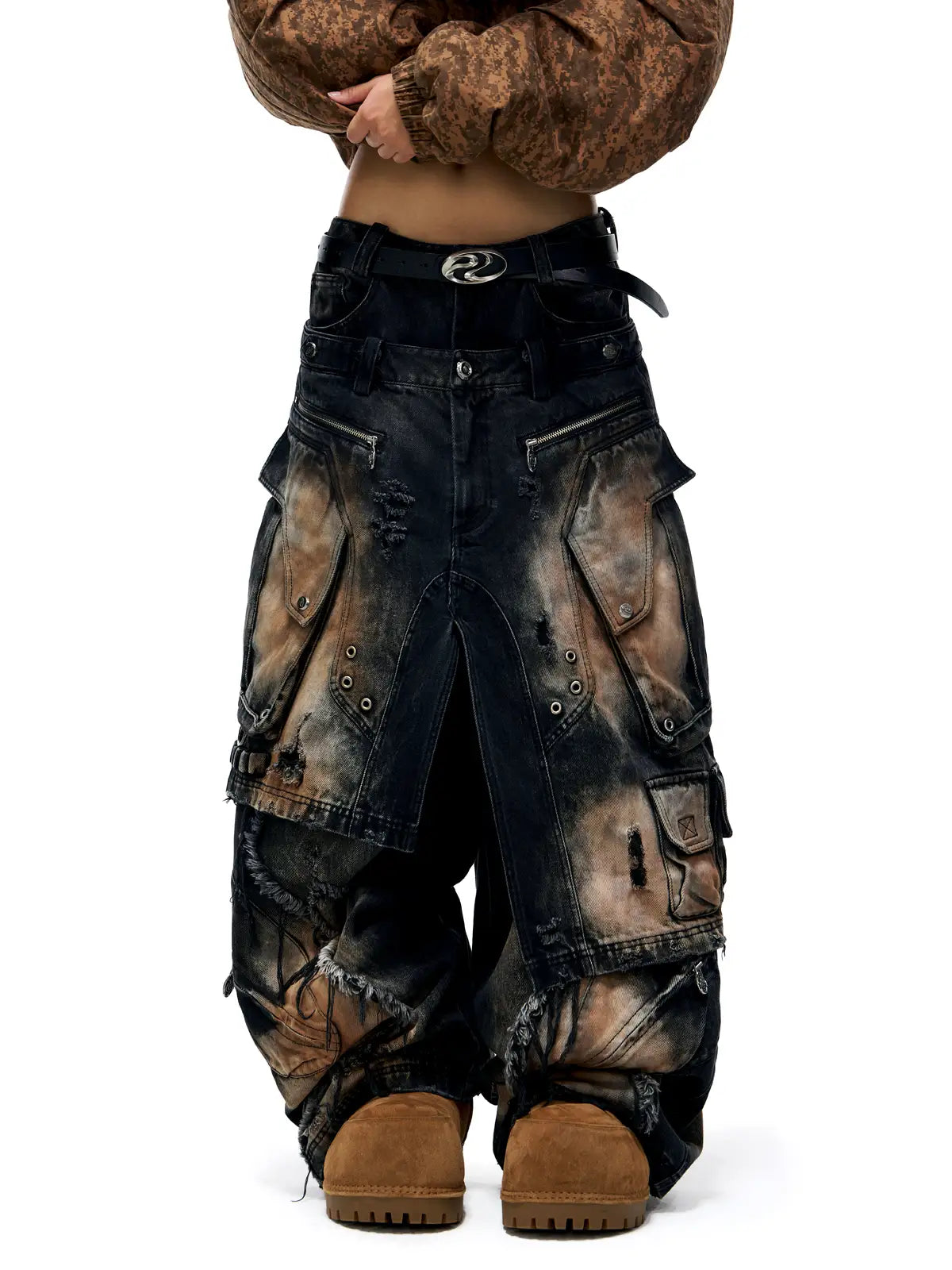 Personsoul Armor Faux Skirt Mud Dye Cargo Pants