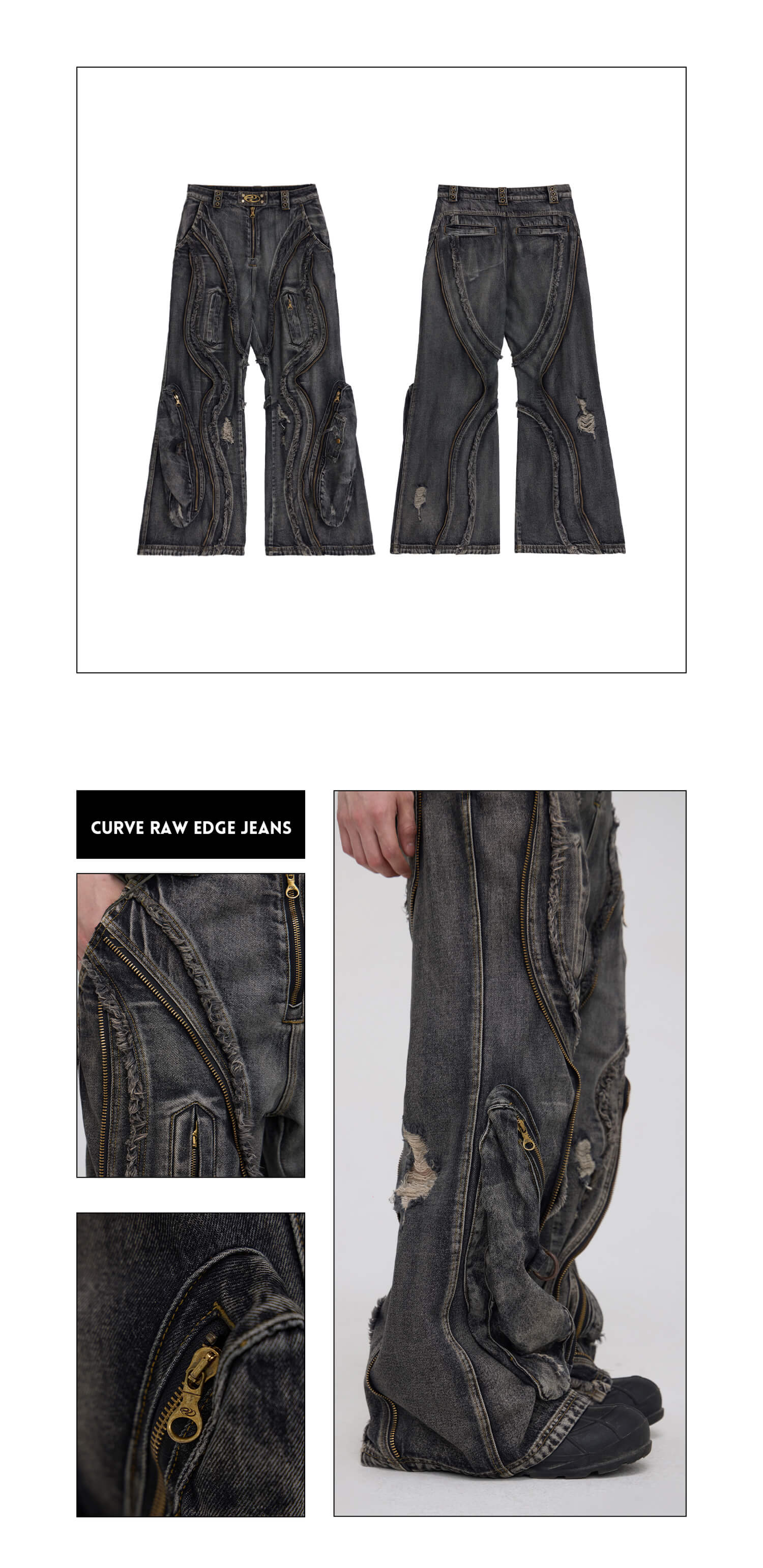 Alien Baggy Ripped Denim Jeans details