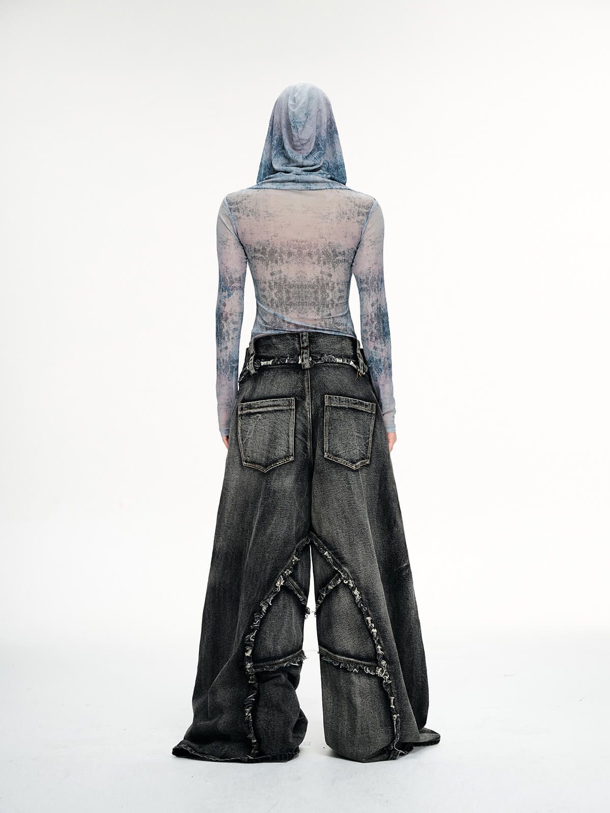  Folded Structure Baggy Jeans