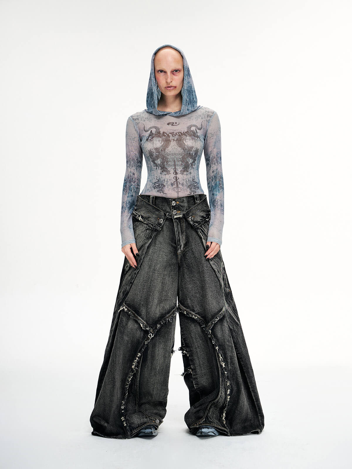  Folded Structure Baggy Jeans