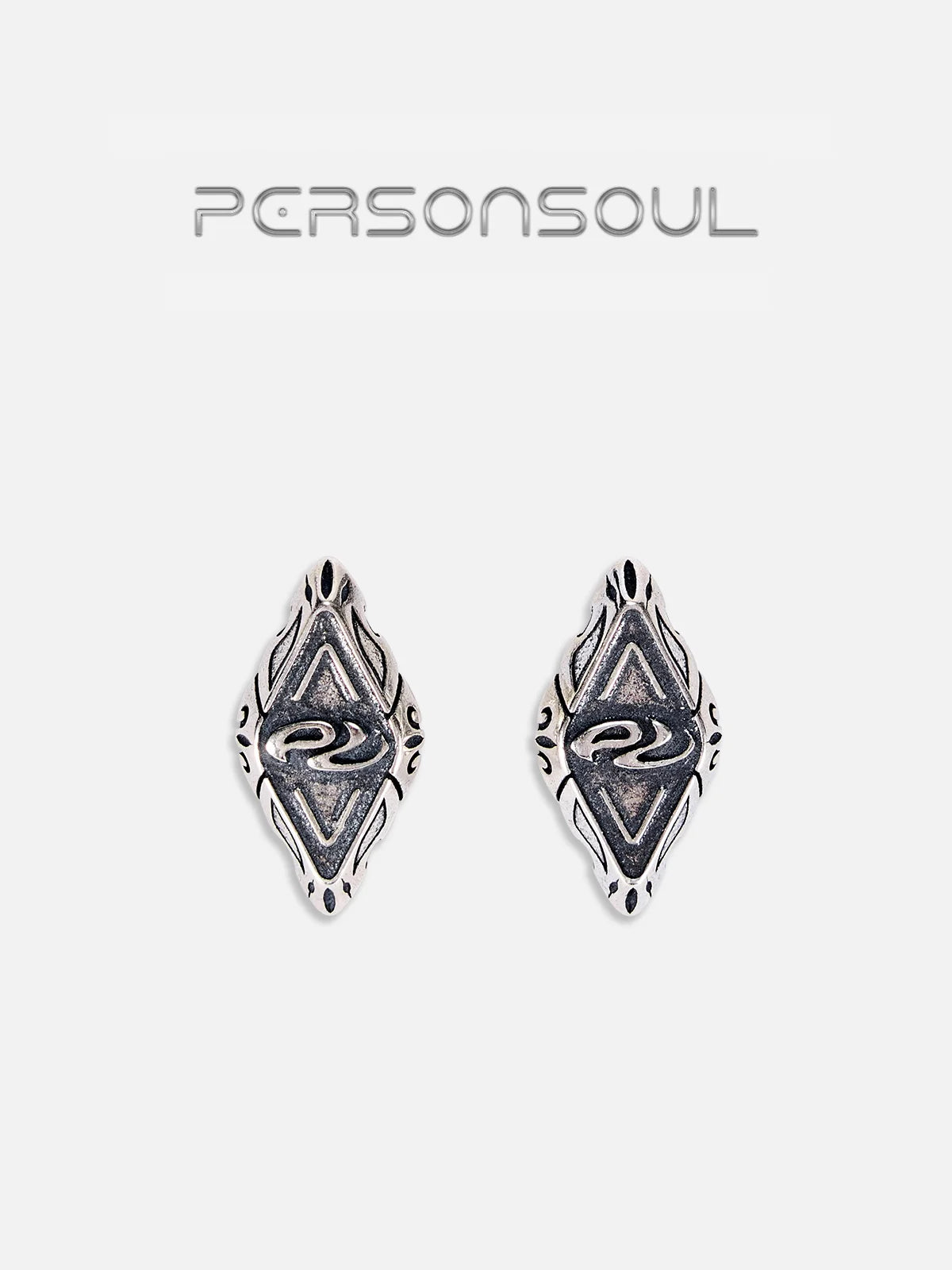 Personsoul Geometric Silver Stud Earrings