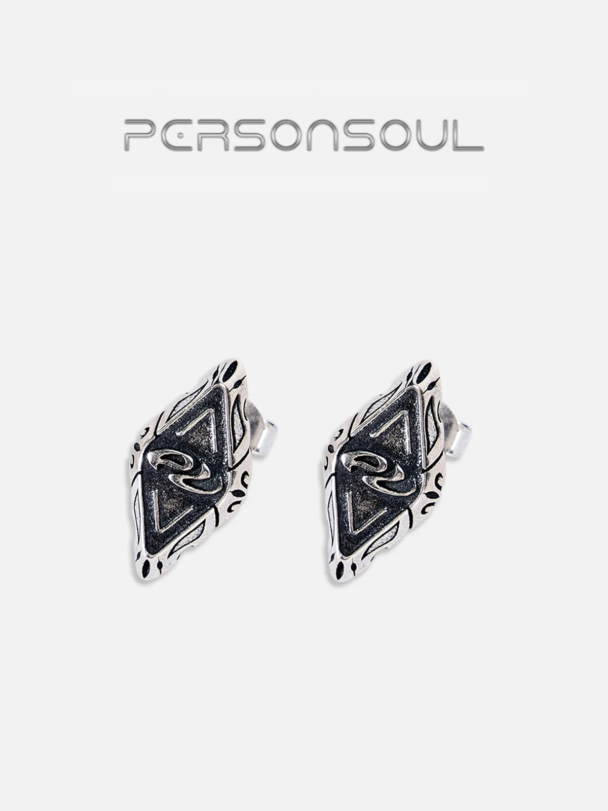 Personsoul Geometric Silver Stud Earrings