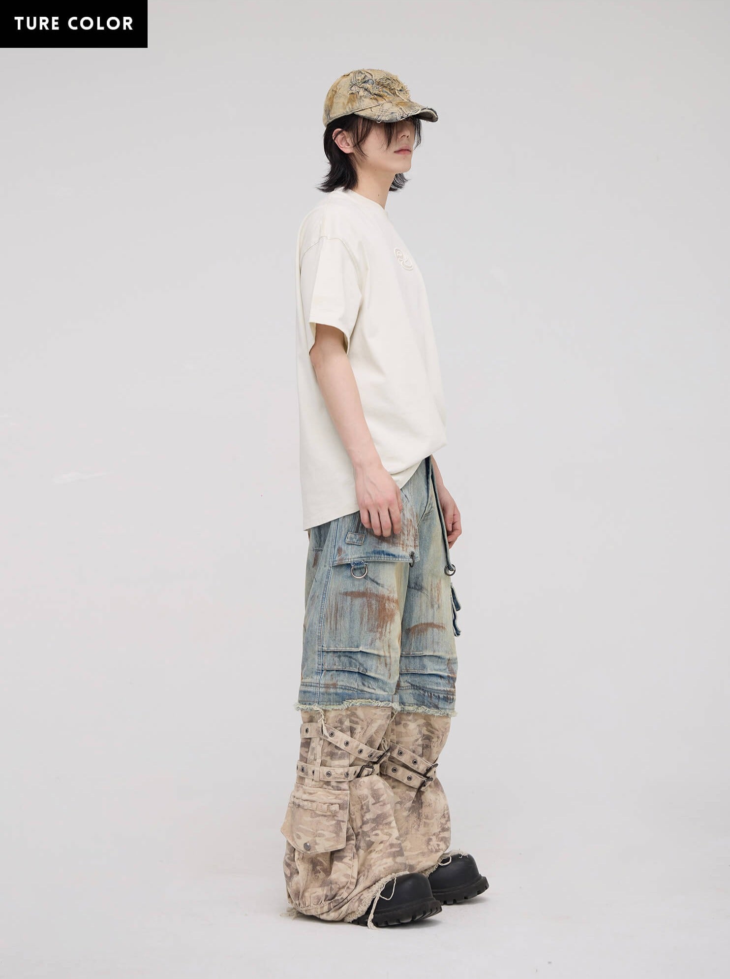 Detachable Paneled Camo Baggy Jeans