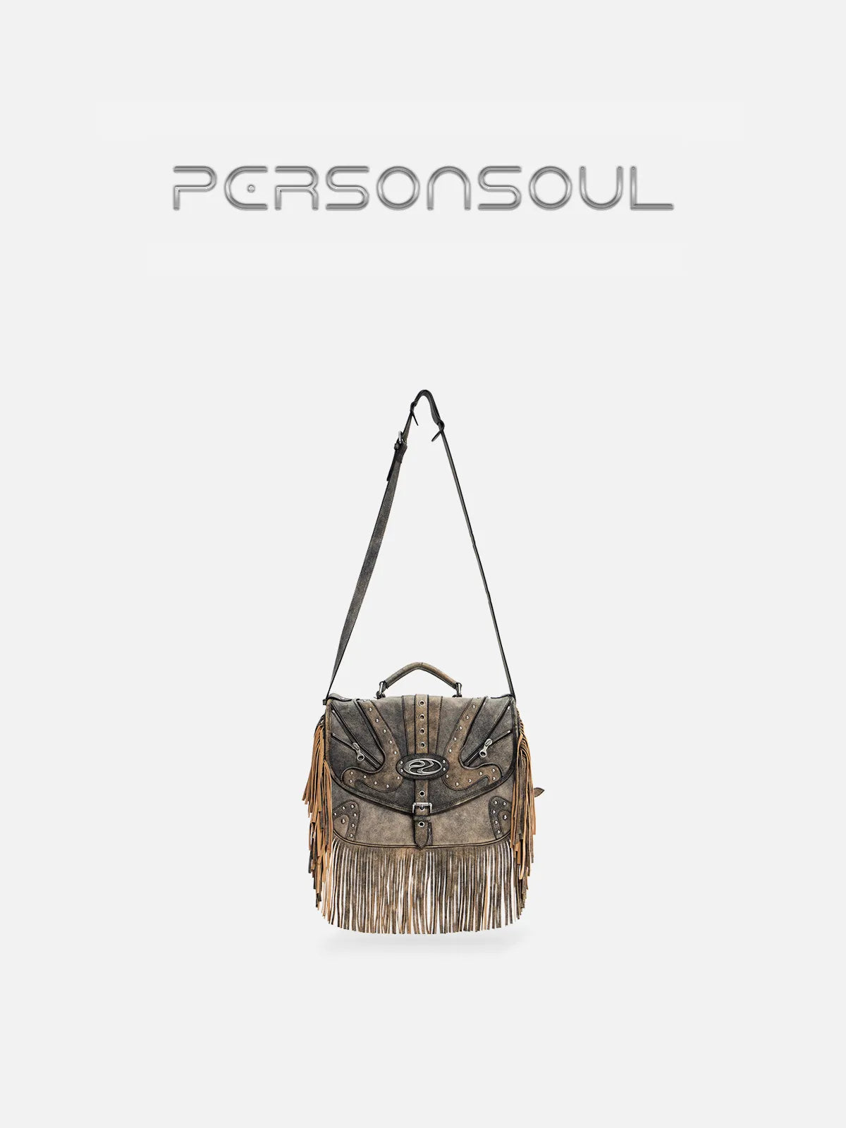 Personsoul Heavy-Duty Fringe Leather Messenger