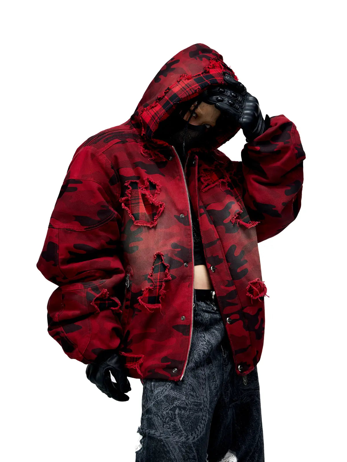 Red Camo Hoodie  Cotton Jacket