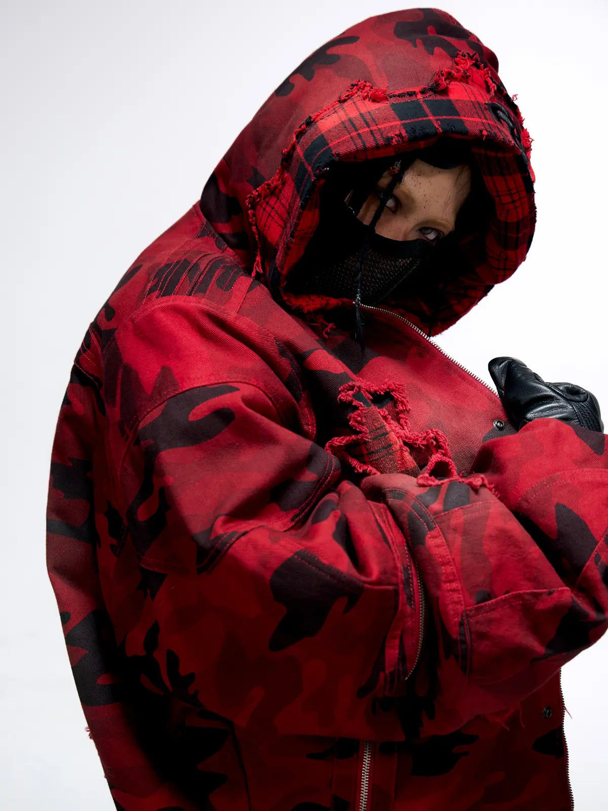 Red Camo Hoodie  Cotton Jacket