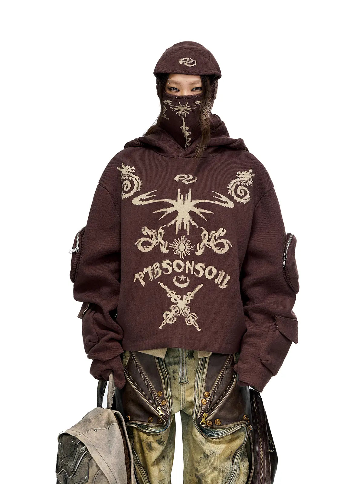 Personsoul Totem Hoodie Sweater with Face Mask