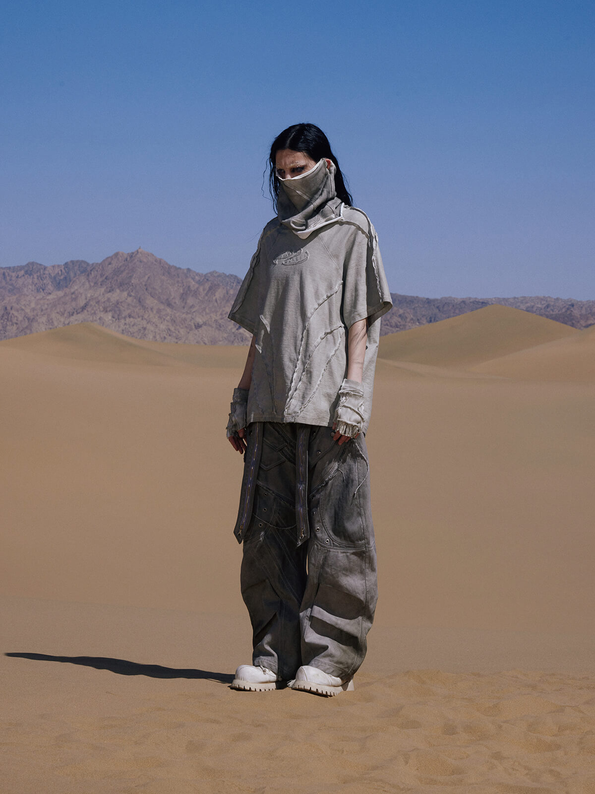 Split Deconstructed Gray Cargo Pants