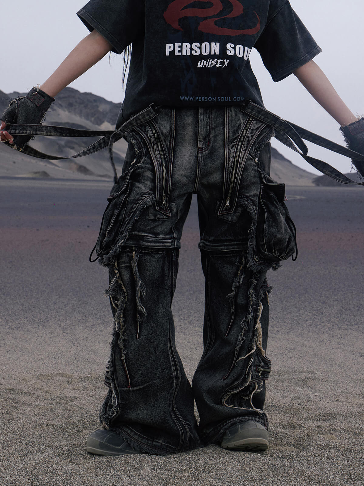 Black Detachable Denim Overalls